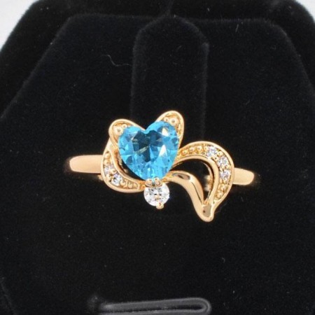 Миловидное кольцо с фианитами XP 10-1162-голубой фото | Brulik