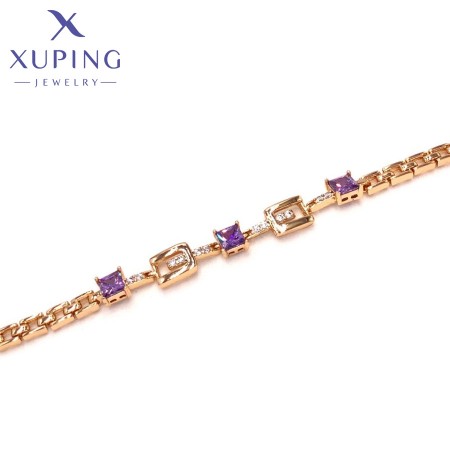 Позолочений  браслет Xuping 70116-фіолетові фіаніти фото | Brulik