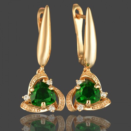 Позолоченные  серьги  XP 20360-зеленый фото | Brulik