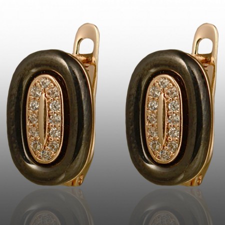 Позолочені сережки керамічні Xuping 24238-чорний фото | Brulik