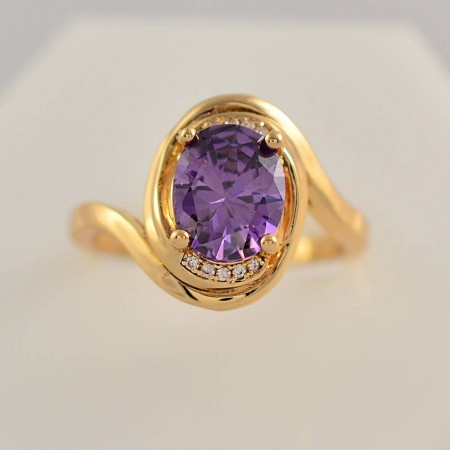 Роскошное кольцо с фианитами в позолоте 10-1907 фото | Brulik