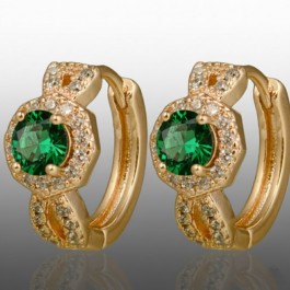 Позолочені сережки Xuping 24683-зелений фіаніт