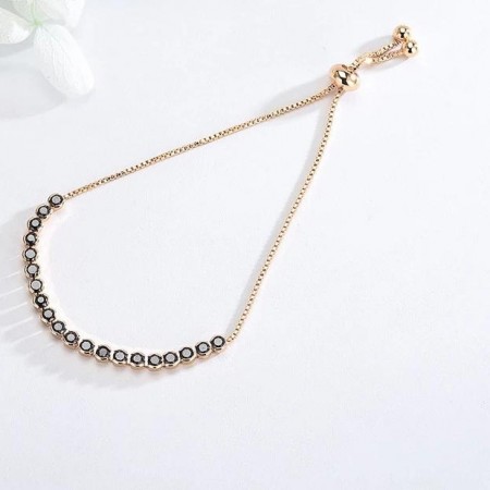 Позолоченный браслет TINA 7612-черные фианиты фото | Brulik