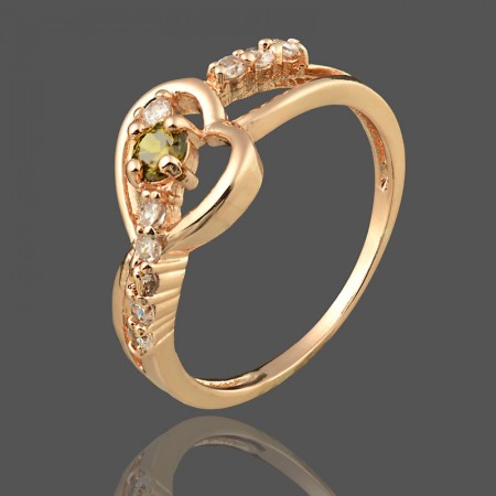 Позолоченное кольцо  Fallon 83200674-зеленый фианит фото | Brulik