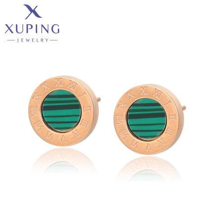 Позолочені сталеві сережки гвоздики рожева позолота Xuping 14E25042112 фото | Brulik