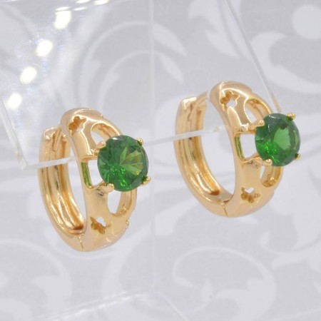 Обворожительные серьги-колечки с фианитами ХР 10-9090-изумрудный фото | Brulik