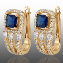 Позолочені сережки  Xuping 24777-синій фіаніт