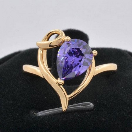 Прелестное кольцо с фианитом Xuping 10-1101-фиолетовый фото | Brulik