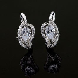 Позолоченные серьги 2114 - белое золото