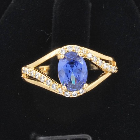 Восхитительное кольцо с фианитами ХР 10-1070-синий фото | Brulik