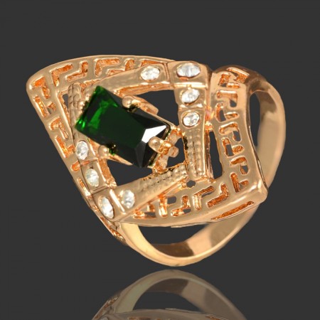 Позолоченное кольцо Fallon 8323502-зеленый фото | Brulik