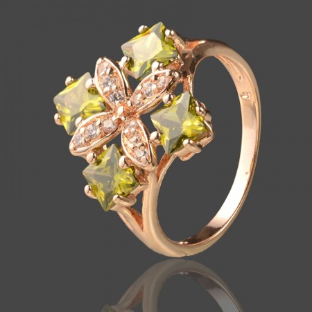 Позолоченное кольцо Fallon 83200807-зеленый фото | Brulik