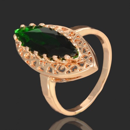 Позолоченное кольцо Fallon 8323490-темно зеленый фото | Brulik