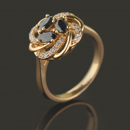 Позолоченное кольцо XP 1926-черный фото | Brulik