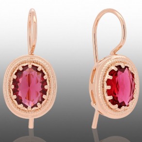 Позолочені сережки  Fallon 82233017-червоний фото | Brulik