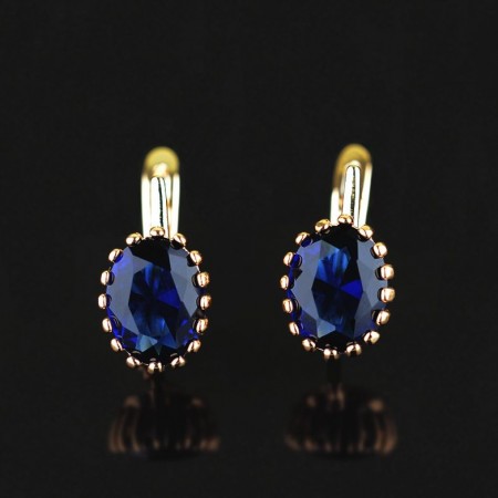 Позолоченные серьги Fallon 82200281-синий фианит фото | Brulik