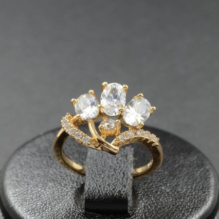 Позолоченное кольцо с белыми фианитами XP 1174 фото | Brulik