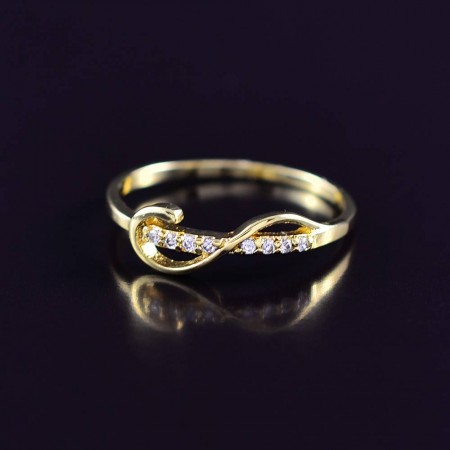 Симпатичное позолоченное кольцо с фианитами 10-1001 фото | Brulik