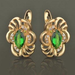 Позолоченные серьги XP 2819-зелёный