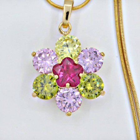 Позолоченный кулон  цветочной формы  30970-мультиколор фото | Brulik