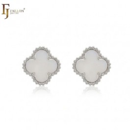 Сережки гвоздики у стилі Ван Кліф Fallon 42233006-білий