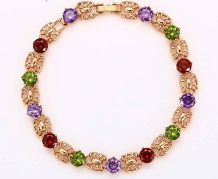 Чудесный браслет с фианитами 18К  72960-мультиколор фото | Brulik
