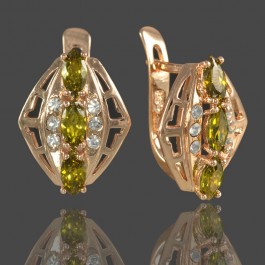 Позолоченные серьги Fallon 8224896-зеленый фианит