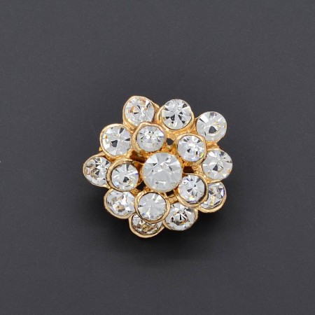 Искристая брошь с фианитами в позолоте ET 148-26 фото | Brulik