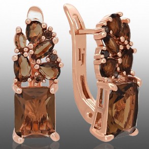 Позолочені сережки  Fallon 82283048-коричневий фото | Brulik