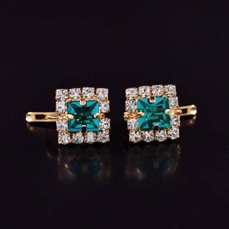Позолоченные серьги с фианитами 18К 10-9266-изумрудный фото | Brulik