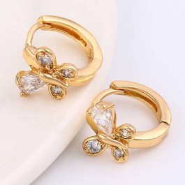 Изящные серьги в форме бабочек с фианитами 18К  90939