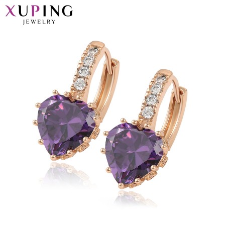 Позолоченные серьги Xuping 80285-фиолетовые фианиты фото | Brulik