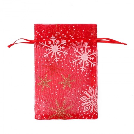 Мешочек 10*15 "Снежинка" из органзы для бижутерии  фото | Brulik
