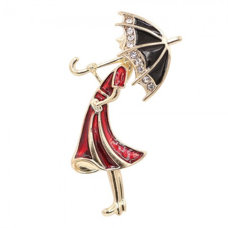 Брошь-8454-красный фото | Brulik