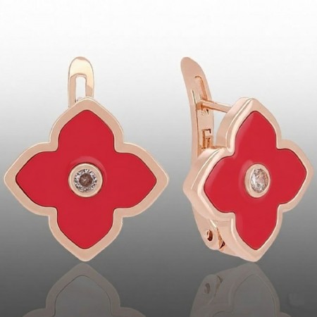 Позолочені сережки Ван Кліф Fallon 82234026-червоний фото | Brulik