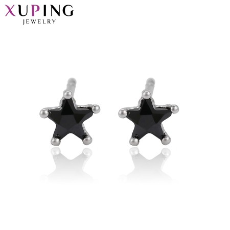 Серьги-гвоздики  Xuping "Звездочки" 96329-черный фианит фото | Brulik