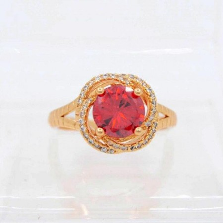 Удивительное кольцо с фианитами оптом 10-1082-красный фото | Brulik