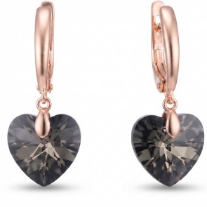 Позолочені  сережки Swarovski Xuping  24931-чорний фото | Brulik