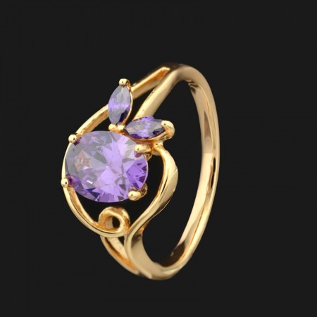 Позолоченное кольцо XP 1554-фиолетовый фото | Brulik