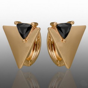 Позолочені сережки Xuping 24665-чорний фіаніт фото | Brulik