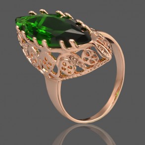 Позолочена каблучка Fallon 83200485-зелений фіаніт фото | Brulik