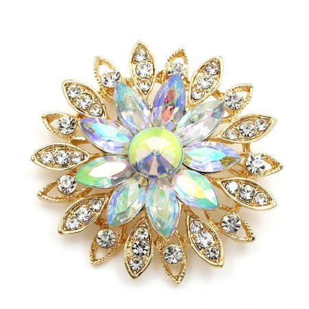 Брошь с фианитами 7183 - белый фото | Brulik