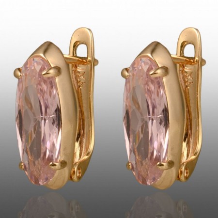 Позолочені сережки  Xuping 24735-рожевий фіаніт фото | Brulik
