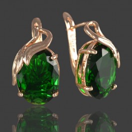 Позолоченные серьги Fallon 82200688-зеленые фианиты