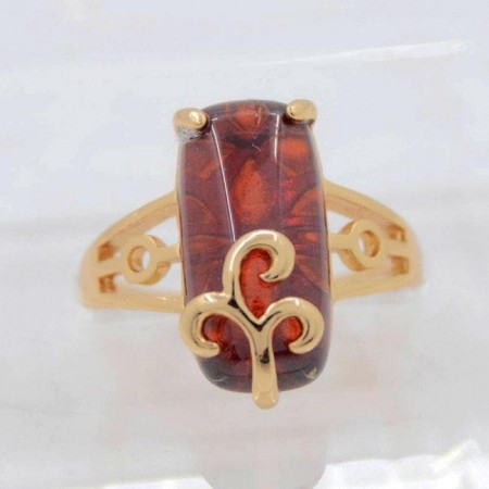 Колоритное кольцо в позолоте 10-1020-красный фото | Brulik