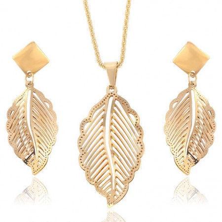 Безупречный комплект в форме листьев Xuping  63914 фото | Brulik