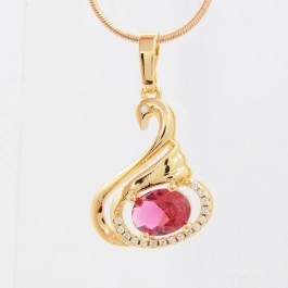 Прекрасный кулон Лебедь XP 10-3019- красный корунд