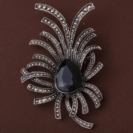 Экстравагантная ювелирная брошь с фианитом B 313 фото | Brulik