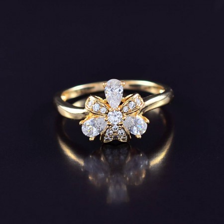 Позолоченное кольцо с фианитами 18К 10-1954-белый фото | Brulik