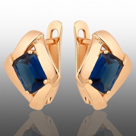 Позолочені сережки Xuping 24310-синій фіаніт фото | Brulik